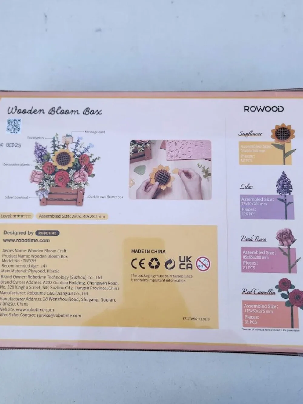 3D Puzzle for Adults Wooden Flower Building Set Artificial Flowers Wedding Cente